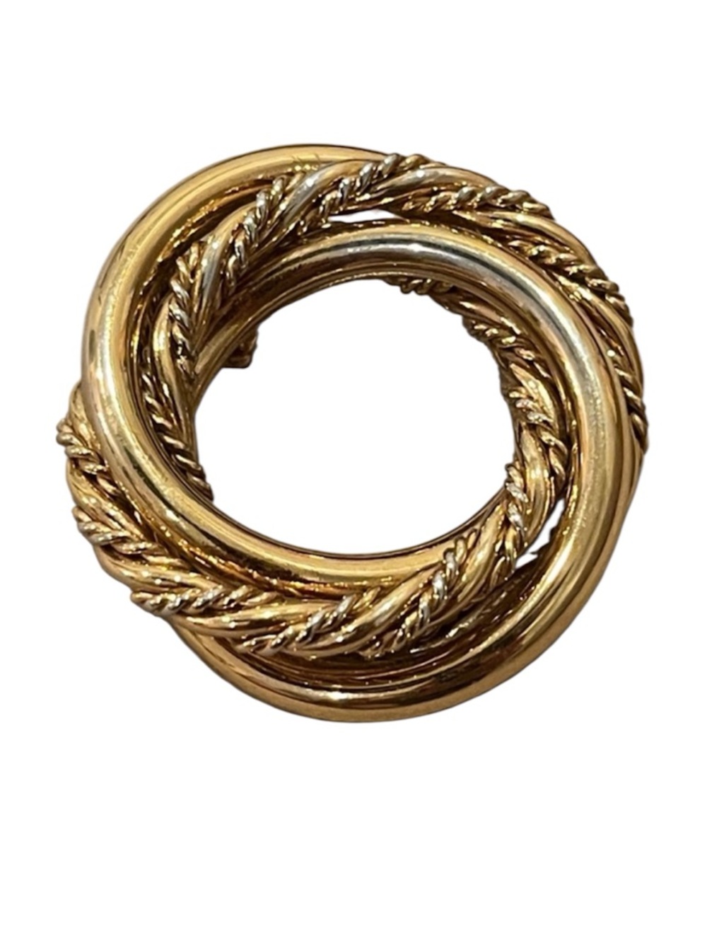 Napier Vintage 80s Gold-Tone Interlocking Knot Brooch Pin Classic Wreath Knot